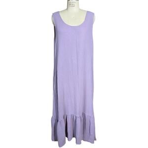 Bodil Lilac Purple Crinkle Cotton Maxi Dress Size Large